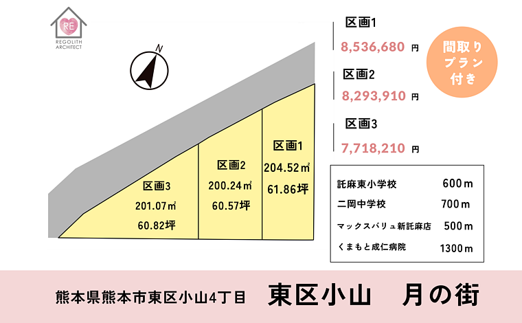 熊本市東区小山　住宅用地 3区画